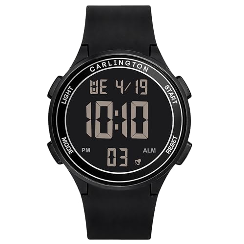 Image of Carlington Digital Sports Watch, Alarm, Stopwatch, Calendar, Water-Resistant, Shock-Resistant, Back Light Display Watch for Men