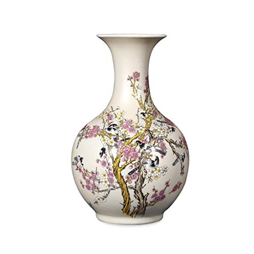 Bird On Plum Blossom Famille Porcelain Tall Flower Vase, 15