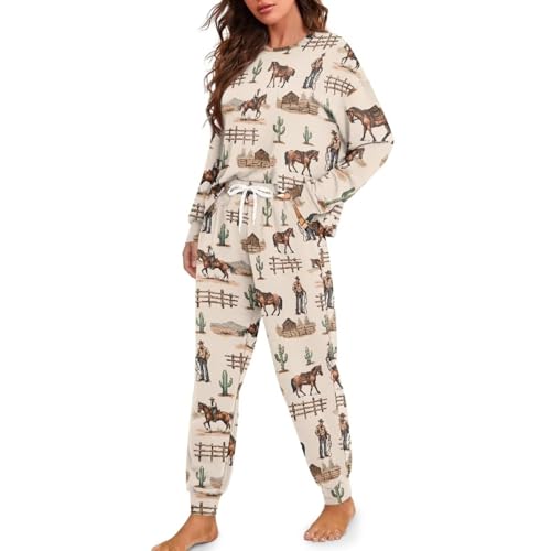 Pijama cómodo de dos piezas manga larga para mujer que evita el frío en otoño e invierno 2