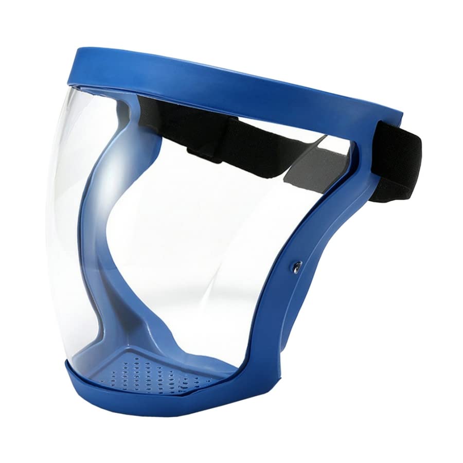 Full Face Shield Kitchen Anti-Splash Safety Glasses Windproof Mask Unisex Eye Protection Face Mask (Blue+Transparent Lens)