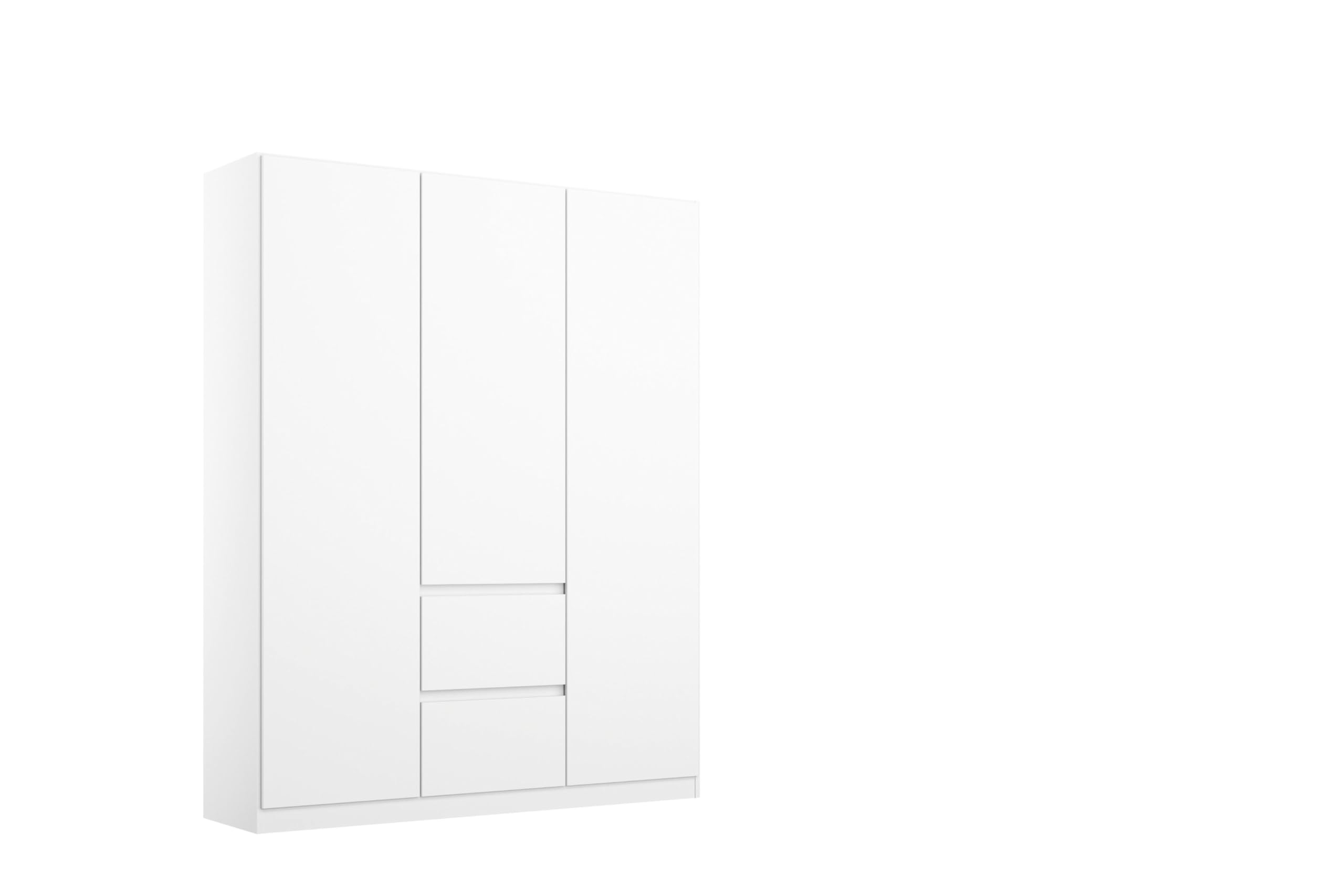 Rauch Möbel NIDDA, Kleiderschrank, Farbe Weiß, Breite 136 cm | Schrank, Kinderkleiderschrank, 3-türig, 2 Schubladen, Push-to-open, für Schlafzimmer, Babyzimmer, Garderobe