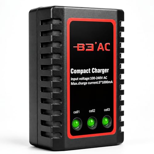 Haisito B3 Chargeur Lipo pour Batterie 2S 3S (7.4V, 11.1V), Compact Chargeur Rapide de Batterie Airsoft (100-240V) pour RC Bateau Voiture Quadcopter Drone