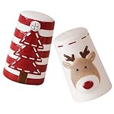 TOYANDONA 2 Stück Weihnachts Keramik Pfeffer und Salzstreuer Kompakte Gewürzflaschen mit Cartoon Design für Küche Grill und Camping