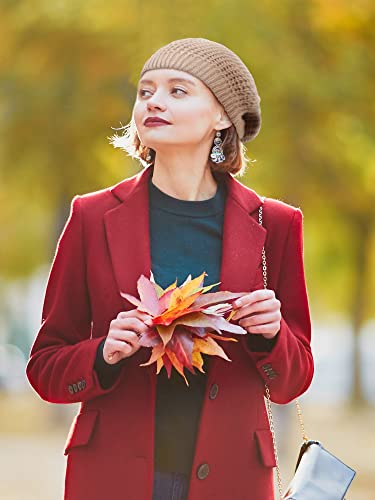 Newcotte 3 Pcs Soft Slouchy Crochet Beret Chic Cutout Beret Hats For Women Lightweight Knit Beanie Caps For Women Girls (Black, Gray, Khaki) #TOP1