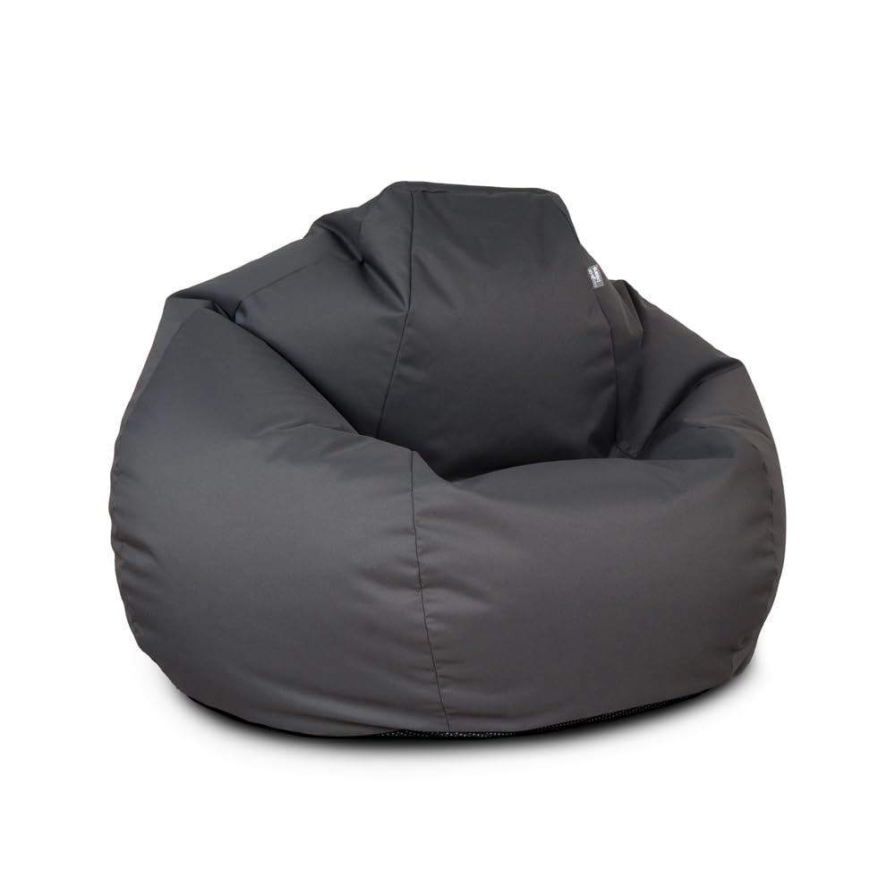 Bags of Beans Extra Large Adult Bean Bag - Pre Filled Wipe Clean - Comfortable and Stylish Lounger Armchair - Machine Washable Seat for Living Room, Patio, Bedroom 102cm(W) x92cm(H) x92cm(D) (Grey)