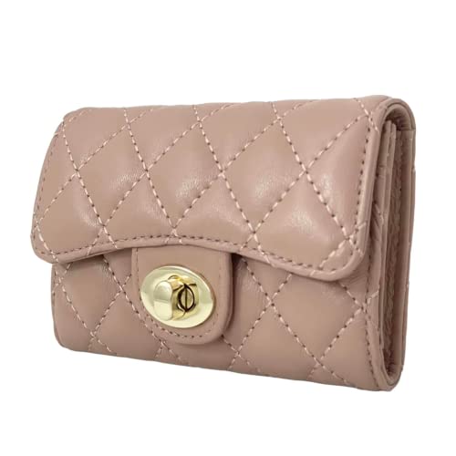 Peony Supreme Luxury Quilted Leather Card Holder Wallet Credit Card Holder Wallet Small Wallet Compact Wallet Coin Purse Business Card Holder Gift For Women Gift For Girl (Beige) #TOP19