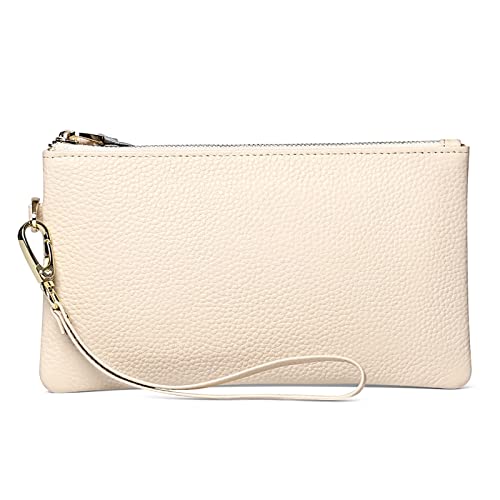 SENDEFN Damen Handtasche, RFID Schutz von Clutch Taschen für Damen, Geldbörse Damen Klein Leder mit Handgelenkschlaufe und Reißverschluss Münzfach