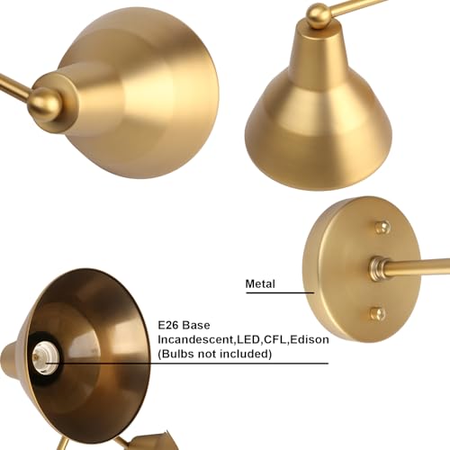 Image of Yosoan 2 Lights Brass Metal Vintage Wall Sconce, Hardwired Indoor Split Bowl Design Wall Mount Lamp Farmhouse Lighting Fixture for Vanity Living Room Kitchen Hallway Home Decor(Antique)