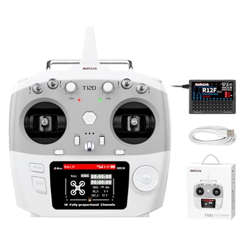 Radiolink T12D V2 12 Channels RC Transmitter & R12F Receiver, Supports Micro ELRS Module, Long Range Remote Controller for FPV Drone Airplane Car Boat (Mode 2)