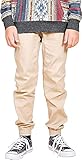 BROOKLYN ATHLETICS Boys' Big Twill Jogger Pants Soft Stretch Slim Fit Trousers, Khaki, Medium