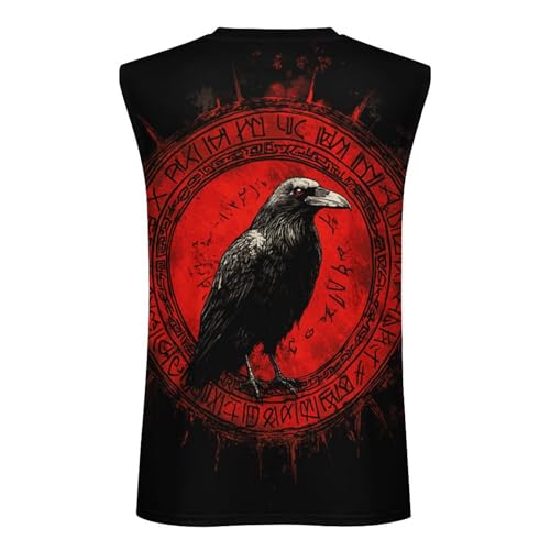 ENLACHIC Men's 3D Viking Tattoo Print Tank Tops Muscle Fit Norse Mythology Summer Gym Sleeveless Shirts4