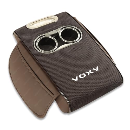 ヴォクシー 車用アームレスト クッション ヴォクシー 80系 90系 車用多機能アームレストクッション アイスシルク×レザー素材 高密度スポンジ内蔵 肘置きクッション カップホルダー付き ティッシュボックス収納 サイドポケット付き車内インテリアアクセサリー