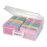 novelinks Transparent 4' x 6' Photo Cases and Clear Craft Keeper with Handle, 16 Inner Photo Organizers & Photo Storage Box, Plastic Photo Storage Containers (Clear)