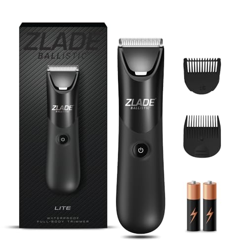 Zlade Ballistic LITE Manscaping Full Body Trimmer for Men | Beard, Body, Balls, Pubic Hair, Private Parts | IPX7 Waterproof, No Nicks or Cuts | Cordless AAA Battery Powered