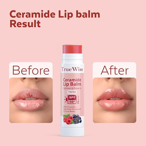 Image of Tinted Lip Balm with SPF 50 PA+++ | Brightening Pink Lip Balm For Dark Lips | Ceramides & Kojic Acid,Vitamin E, Soft, Glossy Lips for Women 5g