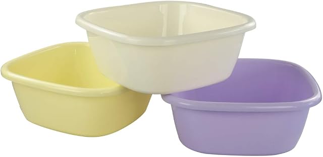 Eudokky Washing up Basin Bowls Square, 3-Pack Plastic Kitchen Washing up Bowl