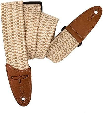 PRS 2" Cotton Woven Strap Premium Leather Tab Logo White/Brown