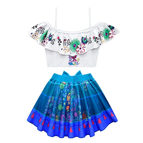 Girls 2-Piece Off Shoulder Swimwear, Mirabel Cosplay Ruffle Tankinis Dolores Pepa Princess Bathing Suit2