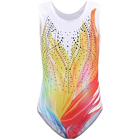 AIEOE Gymnastics Leotards for Girls One Piece Sleeveless Gradient Color Sparkle Leotard Dancing Ballet Gymnastics Athletic for Little Girl Multicolor 9-10 Years Cover