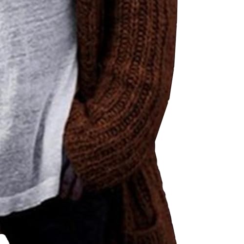 Mens Ribbed Edge Long Cardigan Long Length Drape Casual Overcoat V Neck Casual Knited Sweater4