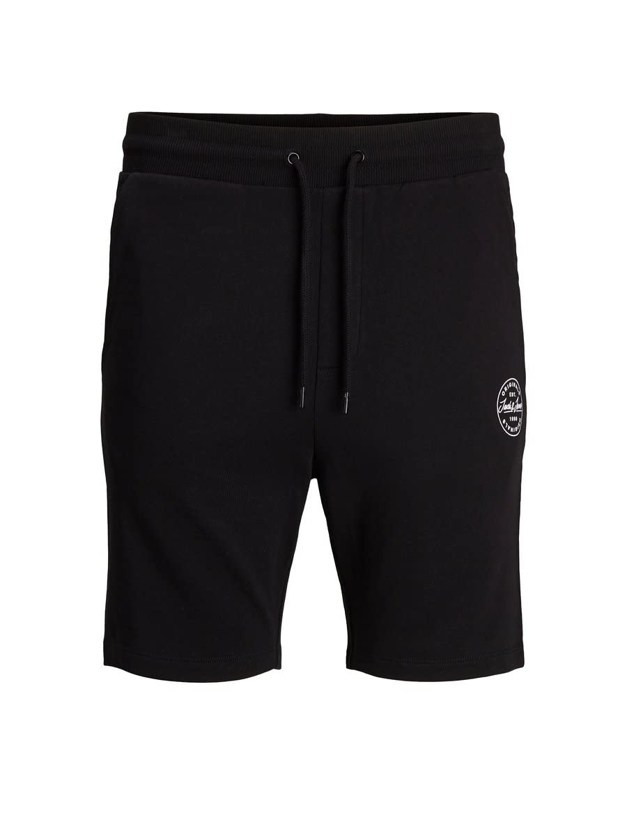 JACK & JONES Men's Short Joggers Basic Shorts Jogging Sweatpants Workout Leisure JPSTSHARK, Colours:Black, Size:S