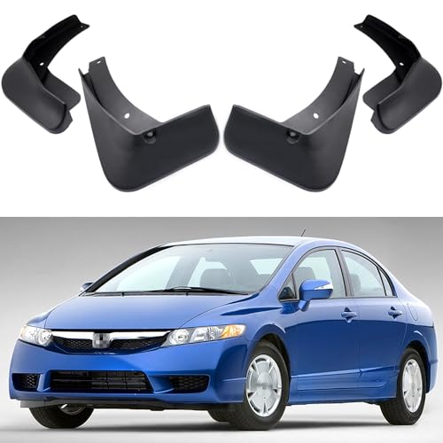 Image of Mudguards Mud Flaps Splash Guards Fenders Compatible with 2006-2011 Honda Civic Sedan, 4pcs Mud Guard Kit, Black