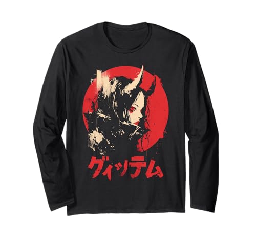 Goth Grunge Demon Anime Girl Waifu Horror Alt Aesthetic Long Sleeve T-Shirt