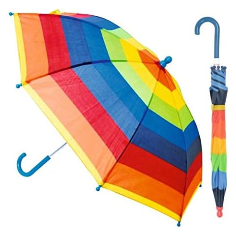 Gimbles® New Drizzles Kids Childrens Rain Cover 3D Dome Animal Umbrella with Crook Handle (Rainbow 005) Cover