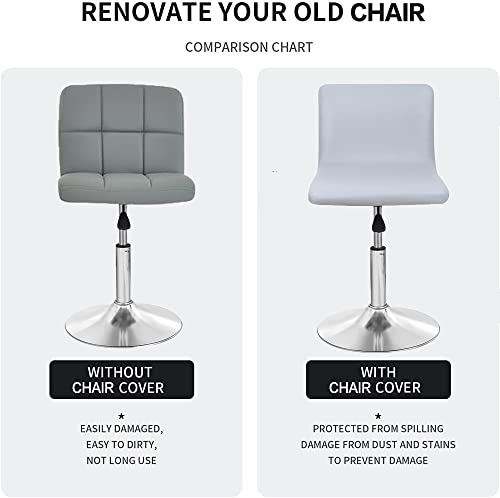 Deisy Dee Waterproof Bar Stool Chair Covers, Pu Leather Barstools Chair Covers, Spandex Slipcover For Short Stool Chairs (Light Grey, 2) #TOP2