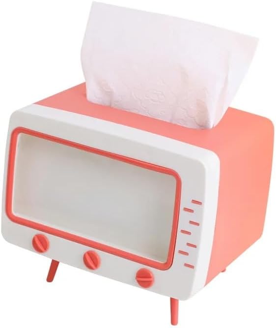 Multifunction Cute Tissue Box Holder Square for Home Kawaii Desktop Decor Tv Case Pink Phone Storage Organizer