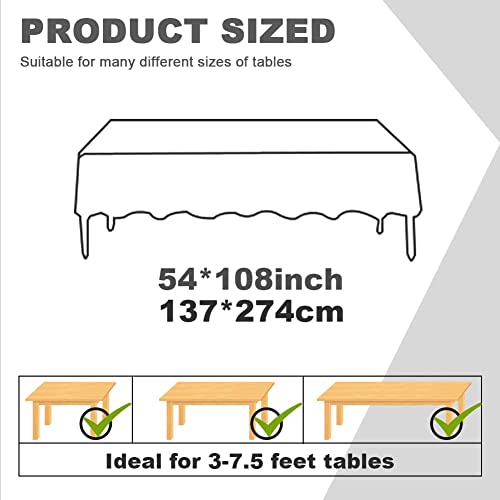 Image of Mulbozy 2 Pcs Rose Pink Dot White Plastic Tablecloth for Rectangle Table, Rose Pink Dot Confetti Party Table Covers for Baby Shower, Wedding, Anniversary, Birthday Party Decoration, 54 x 108 inches