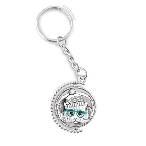 Anillo de la cadena con conector rotativo titular de la clave de gato blanco contra tirones