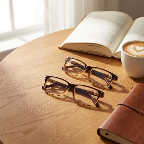 Image of Eyekepper Blue Light Reading Glasses Men Women 4.0, Black-Tortoise 2 Pack