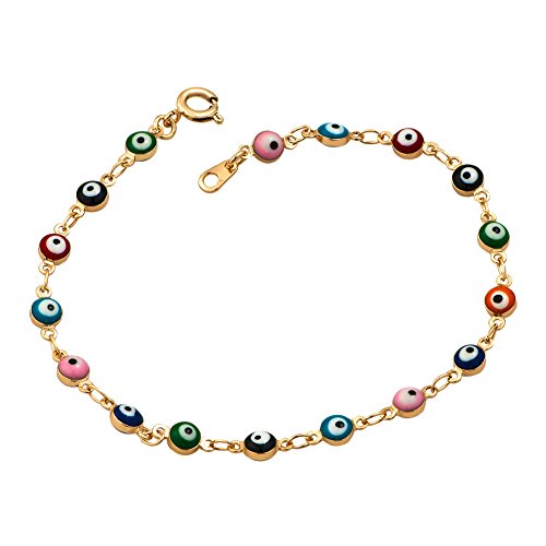 LovelyJewelry Colorful Mini Evil Eye Style 7.5 Inch Clasp Bracelet Girls Jewelry