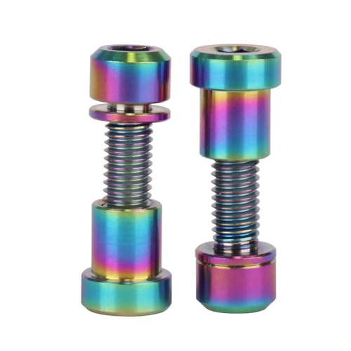 Image of Titanium Bolt M5x16 18 20mm with Washer Steerer Clamp Nut for Bicycle Stem Front Forking Lock Pack of 2 (Rainbow, M5x16mm)