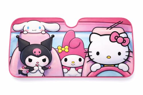 Hello Kitty Car Shade | Hello Kitty Sunshade Car | Carshade Auto Front Windshield Kawaii Kitty Sunshade | 58 X 27.5 | Fits Most Standard Windshields | Officially Licensed