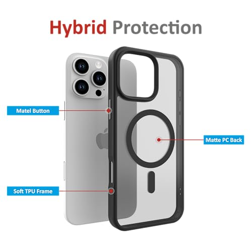 Image of for iPhone Case 16 Pro, [Anti-Yellowing Technology] [Military Grade Drop Protection] Shockproof Slim Hybrid Phone Case for iPhone 16 Pro - Carbon Black
