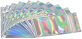 200 Pieces Resealable Smell Proof Bags, Holographic Color Foil Ziplock Bags, Flat Metallic Mylar Foil Pouches for Party Favor Food Storage (3 x 4.5inch)
