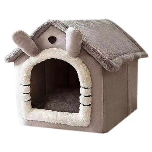 ペットハウス ドーム型 犬 猫 ベッド 洗える ふわふわ あったかい 折りたたみ式 キャット こたつ 寝袋 休憩所 遊び場 冬用 暖かい巣 取り外し可能 ペット用品 グッズ 寒さ対策 (grey)