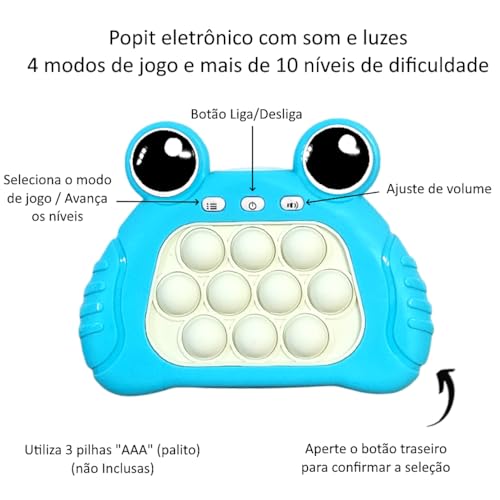 Pop It Eletrônico Mini Game com 4 Tipos de Jogos Joguinho Anti Stress Infantil Sapo - Rosa