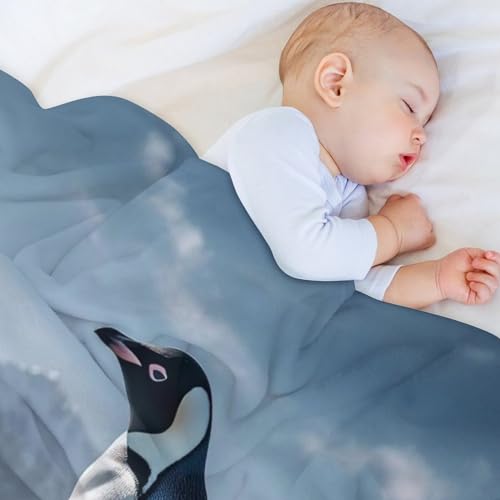 Couverture en peluche chaude et confortable pingouin plaid lavable - 5