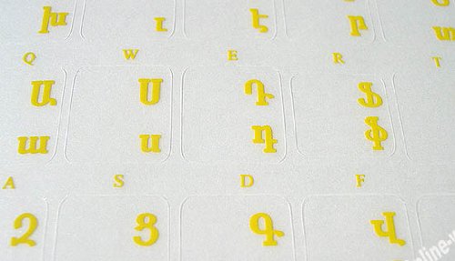 Armenian Keyboard Stickers Transparent Yellow Letters For Any Laptop Computer Pc Desktop Notebook #TOP2