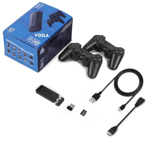 Image of Voila M33 Retro Game Console - 4K HD TV Stick with 30,000+ Classic Games, Portable Linux Gaming System, Ultimate 90s Style Gamepad & Dual Controllers.