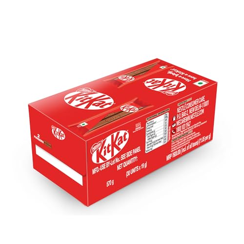 KIT KAT 2 Finger Choco Coated Wafer Bar 19g / 22.1g, Pack Of 30 Units, Box, 570g / 663g (Product Weight May Vary)