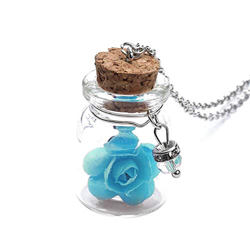 Preisvergleich Produktbild Forbestest Weibliche Romantische Blumenflasche Luminous freie Allergie Halskette Wishing Flasche glühende Halskette