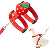 Duck Harness Leash Set Duck Harness and Leash for Real Ducks Adjustable Walking Rope Pet Cute Pattern Outdoor Traction Rope for Chicken Rabbit Small AnimalsS,Strawberry