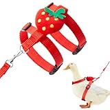 SilTriangle Duck Harness Leash Set Duck Harness and Leash for Real Ducks Adjustable Walking Rope Pet Cute Pattern Outdoor Traction Rope for Chicken Rabbit Small Animals(Xs,Strawberry)