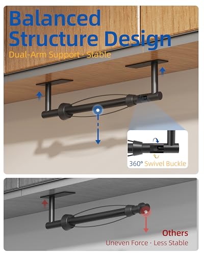 Image of RUACQ Paper Towel Holder Under Cabinet, One Hand Tearing Paper Towel Holder with Damping Effect, Wall Mount & Adhesive Stainless Steel Paper Roll Holder for Kitchen Bathroom (Matte Black)