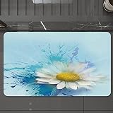 Tapis de Bain Antidérapant Tapis de Douche Lavable,Fleur d'aquarelle, motif de camomille de peinture à l'huile avec éclaboussures sur l'ima,Durable Tapis Antidérapant Absorbant l’Eau pour Bain 40*60cm