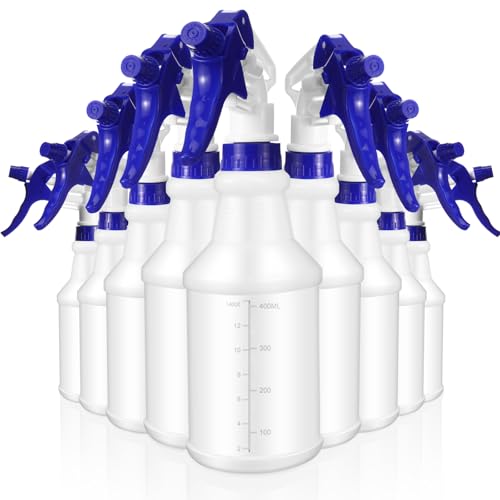 10 Pack Spray Bottles 16 Oz Empty Water Spray Bottles for Cleaning Heavy Duty Refillable Squirt ‌Container with Measurements Adjustable Nozzle for Household Commercial Industrial(Blue)